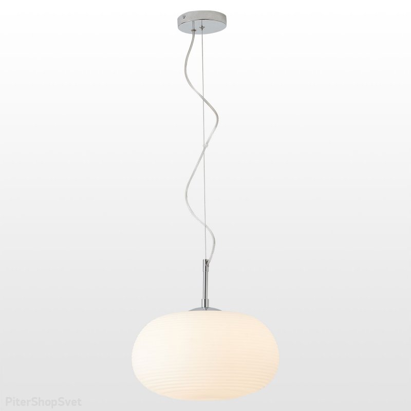 Хромированный подвесной светильник с белым ребристым плафоном «Limestone» LSP-8402