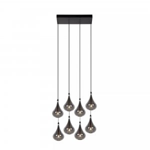 Светильник с дымчатыми подвесами капли на прямоугольном основании «Tears»