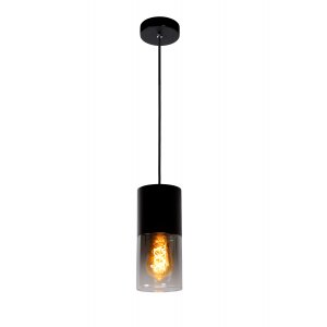 Чёрный подвесной светильник с дымчатым плафоном «Zino»