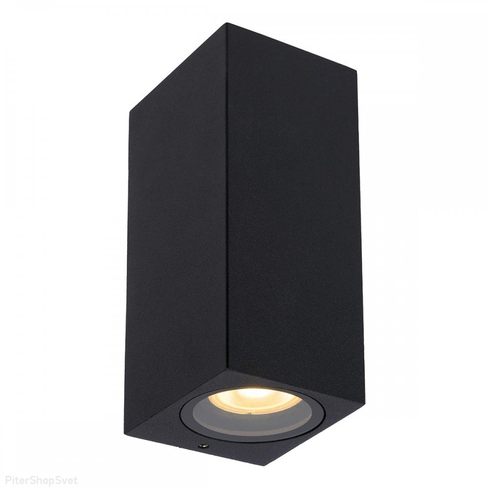 Чёрный прямоугольный уличный настенный светильник подсветка в 2 стороны «Zaro» 69800/02/30