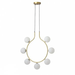 Подвесной светильник с 7-ю шарами на матово-золотой дуге «Collar»