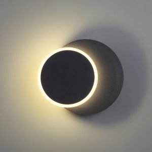 Чёрный круглый настенный светильник подсветка затмение 9Вт 3000К «Devin»