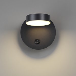Чёрный настенный светильник 7Вт 3000К с выключателем «Lark»