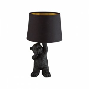 Чёрная настольная лампа мишка с абажуром в лапе «Bear»