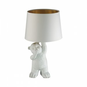 Белая настольная лампа мишка с абажуром в лапе «Bear»