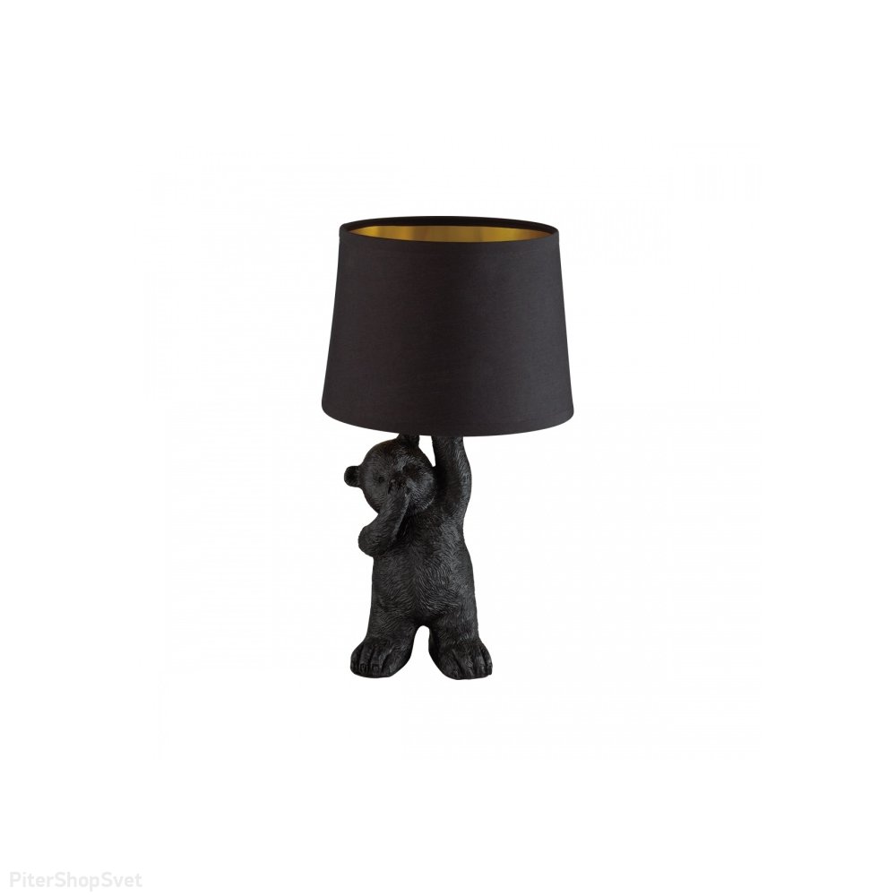 Чёрная настольная лампа мишка с абажуром в лапе «Bear» 5662/1T