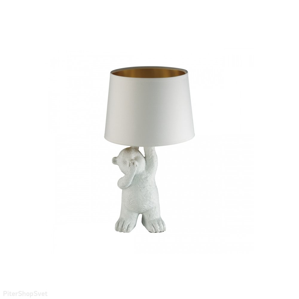Белая настольная лампа мишка с абажуром в лапе «Bear» 5663/1T
