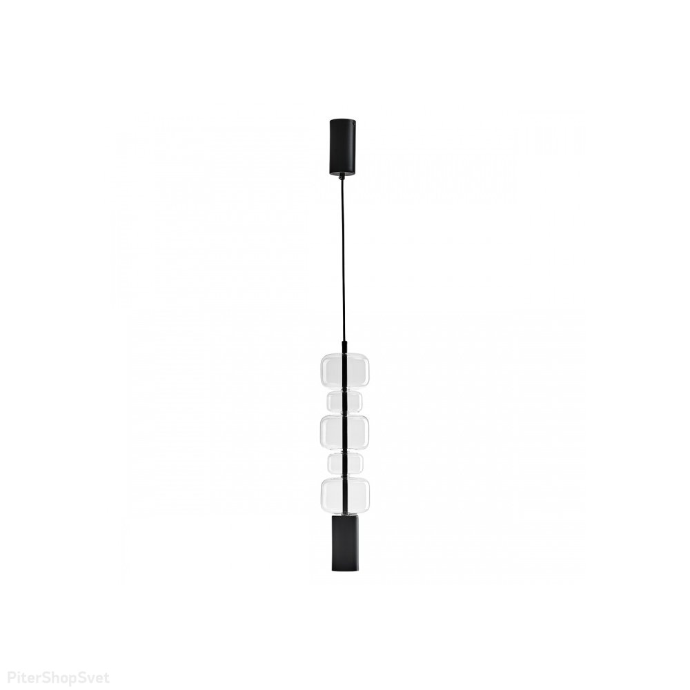 Чёрный подвесной светильник цилиндр со стеклянным декором «Verona» 6503/1