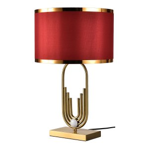 Настольная лампа бронзового цвета с красным абажуром «Randolph»