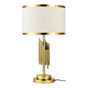 Настольная лампа бронзового цвета с белым абажуром «Randolph»