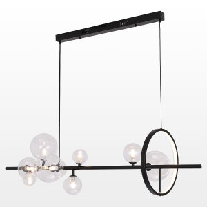 Чёрный подвесной светильник с шарами и кольцом