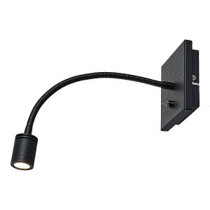 Чёрный гибкий настенный светильник с выключателем 3Вт 3000К