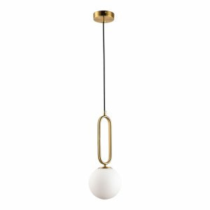 Подвесной светильник бронзового цвета с белым плафоном шар «Cleburne»