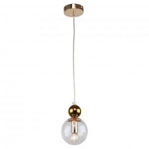 Золотой подвесной светильник с прозрачным шаром «Amarillo»
