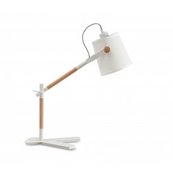 Настольная лампа белая с деревянными вставками «NORDICA E27»