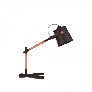 Черная настольная лампа с деревянными вставками «NORDICA E27»
