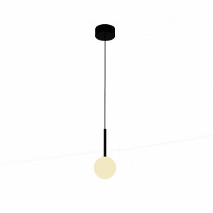 Чёрный подвесной светильник с белым плафоном шар Ø10см «CELLAR»