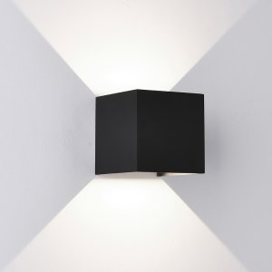 Чёрный уличный светильник куб подсветка стены 12Вт 4000К «DAVOS»