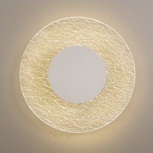 Белый круглый настенный светильник подсветка с декоративными трещинами D50см 30Вт 3000К «Jewel»