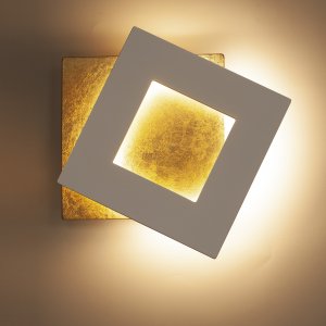 Бело-золотой квадратный поворотный настенный светильник подсветка 12Вт 3000К «Dalia»