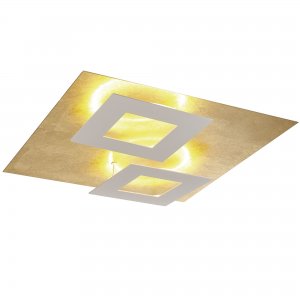 бело-золотой квадратный потолочный светильник с отражённым светом 48Вт 3000К «Dalia»