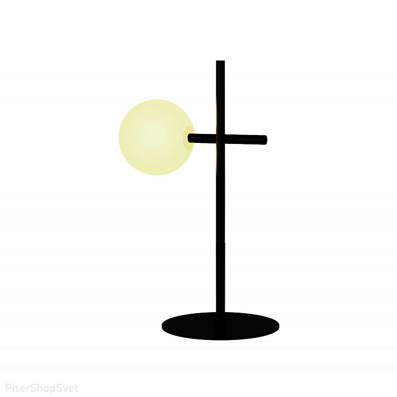 Чёрная настольная лампа с белым шаром «CELLAR» 7638
