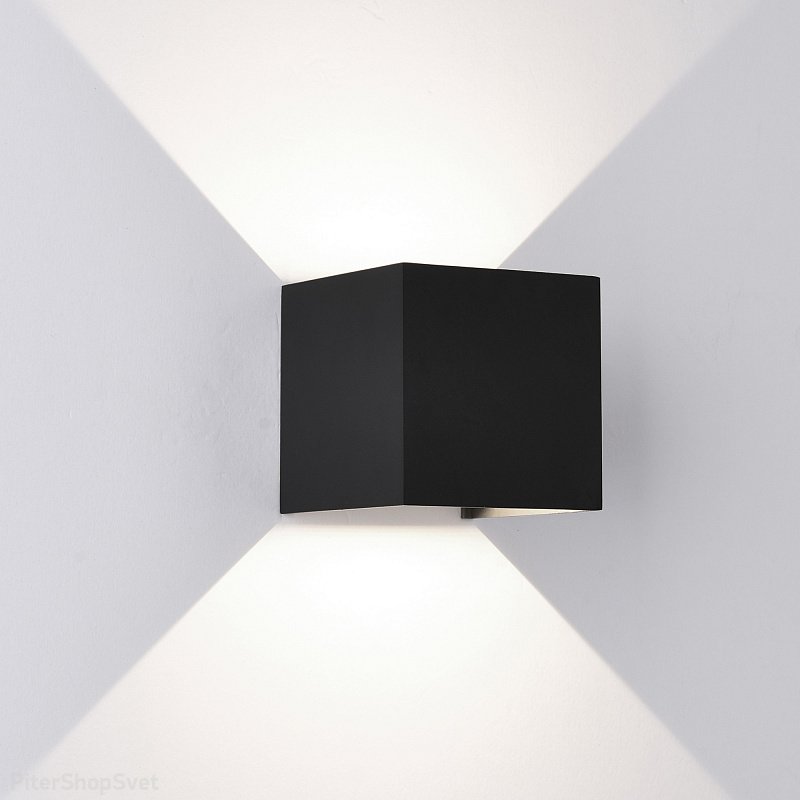Чёрный уличный светильник куб подсветка стены 12Вт 4000К «DAVOS» 7649