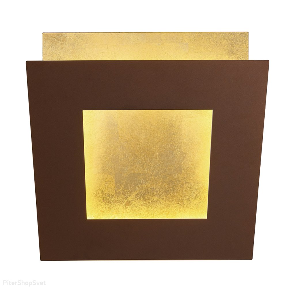 Коричнево-золотой квадратный поворотный настенный светильник подсветка 12Вт 3000К «Dalia» 8113