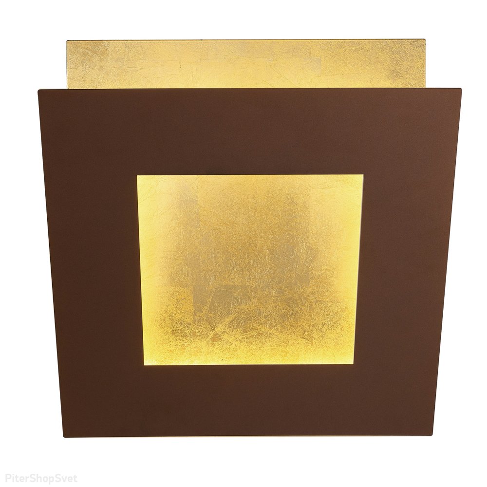 Коричнево-золотой квадратный поворотный настенный светильник подсветка 18Вт 3000К «Dalia» 8117