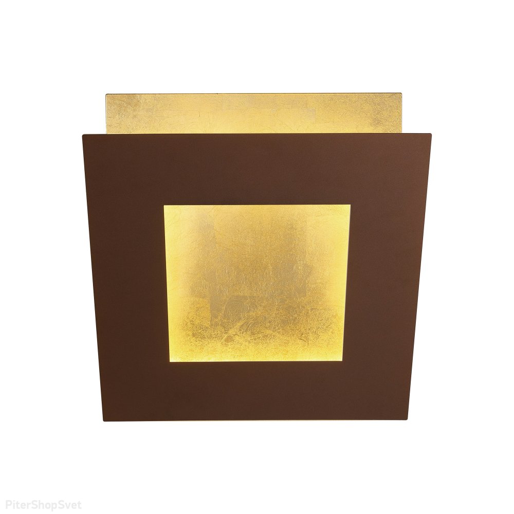 Коричнево-золотой квадратный поворотный настенный светильник подсветка 24Вт 3000К «Dalia» 8121