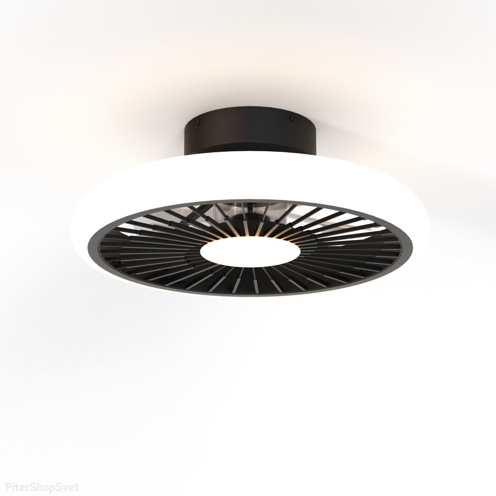 Чёрный потолочный светильник-вентилятор с пультом «TURBO» 8232