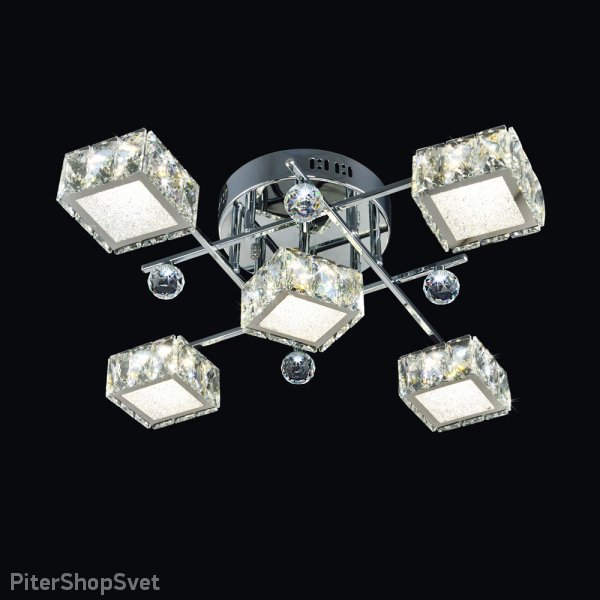 Светодиодная потолочная люстра с пультом Д/У геометрия 1-1692-5-CR-LED Y LED