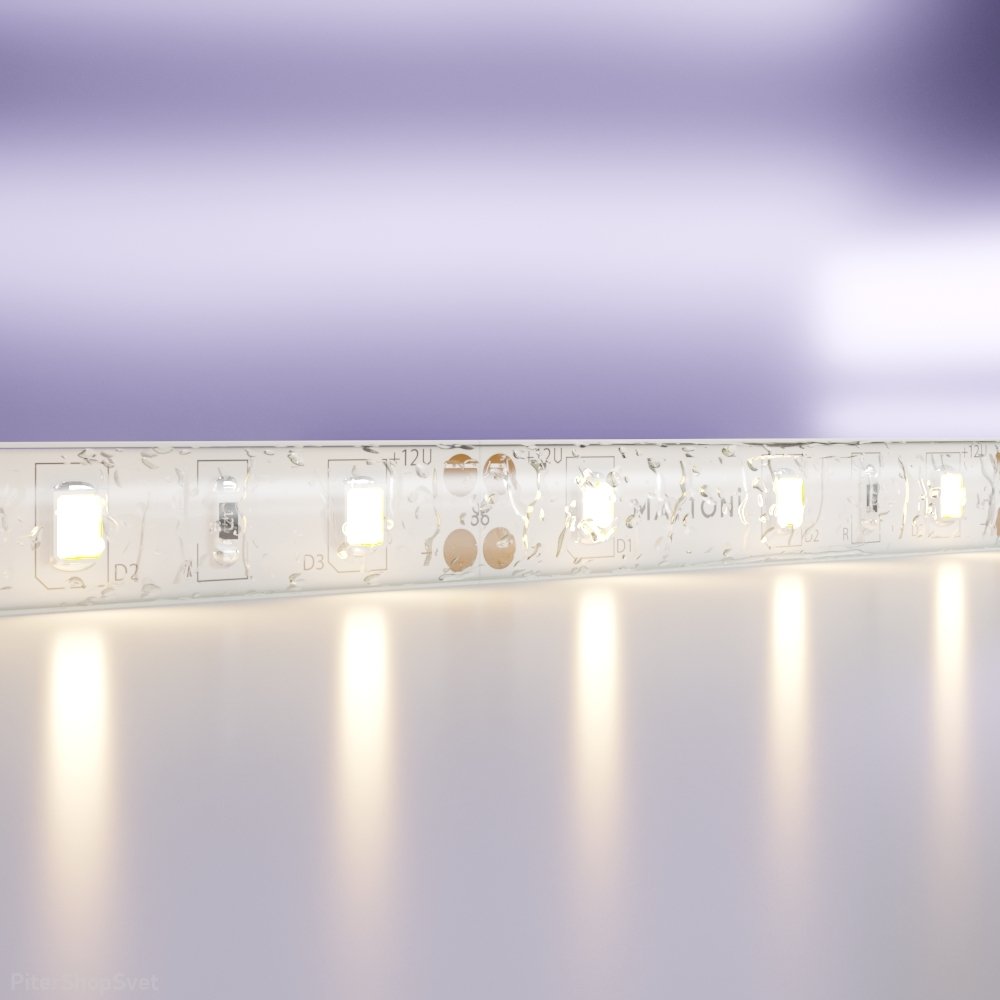 5м влагозащищённая IP65 светодиодная лента 12В 7.2Вт/м 3000K «Led strip» 20004