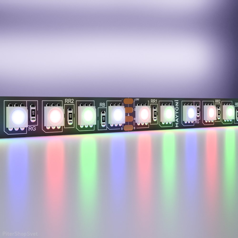 5м светодиодная RGB лента 24В 21Вт/м на чёрной плате «Led strip» 20038