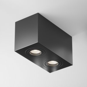 Двойной накладной прямоугольный потолочный светильник, чёрный «Atom»