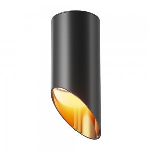Накладной потолочный светильник срезанный цилиндр, чёрный/золотой «Lipari»