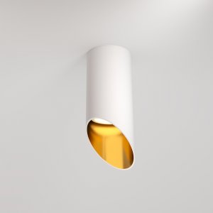 Накладной потолочный светильник срезанный цилиндр, белый/золотой «Lipari»