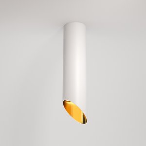 Накладной потолочный светильник срезанный цилиндр, белый/золотой «Lipari»