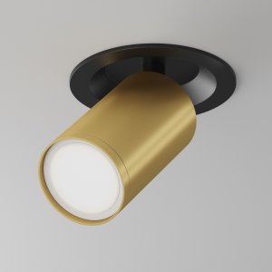 Встраиваемый светильник поворотный спот, чёрный/матовое золото «FOCUS S»