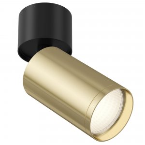 Чёрно-золотой накладной поворотный светильник цилиндр «Focus S»