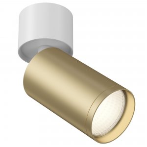 Накладной поворотный светильник цилиндр белый/матовое золото «Focus S»