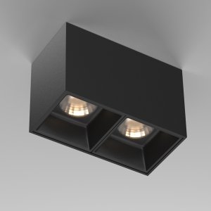 2x12Вт чёрный прямоугольный накладной потолочный светильник «Alfa LED»