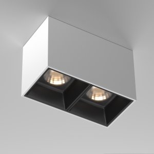2x12Вт бело-чёрный прямоугольный накладной потолочный светильник «Alfa LED»