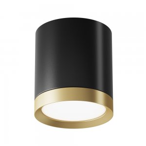Накладной потолочный светильник цилиндр, чёрный/золотой «Hoop»