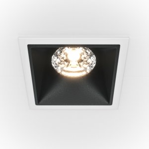 Диммируемый квадратный встраиваемый светильник 15Вт 3000К, белый/чёрный «Alfa LED»