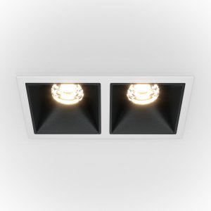 Диммируемый двойной встраиваемый прямоугольный светильник 20Вт 3000К, белый/чёрный «Alfa LED»