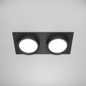 Двойной чёрный встраиваемый прямоугольный светильник GX53 «Hoop»
