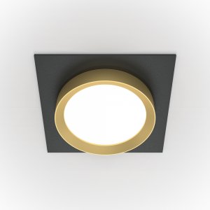 Квадратный встраиваемый светильник чёрно-золотой «Hoop»
