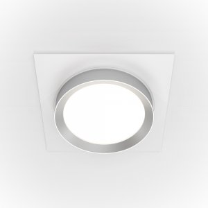 Квадратный встраиваемый светильник бело-серебряный «Hoop»