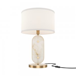настольная лампа с абажуром цилиндр и декором из мрамора «Marmo»